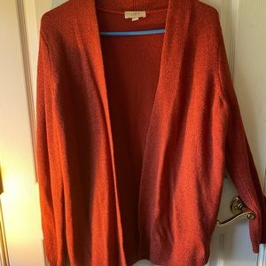 Loft orange cardigan size medium